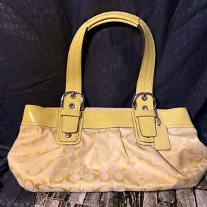 Coach bag #B1074 - F13742 Soho Pleated Light Yellow Leather/Signature Canvas.